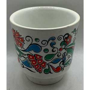 Vintage Metaxa Keramikos Athens Greece Small Ceramic Cup Folk Art Single Cup